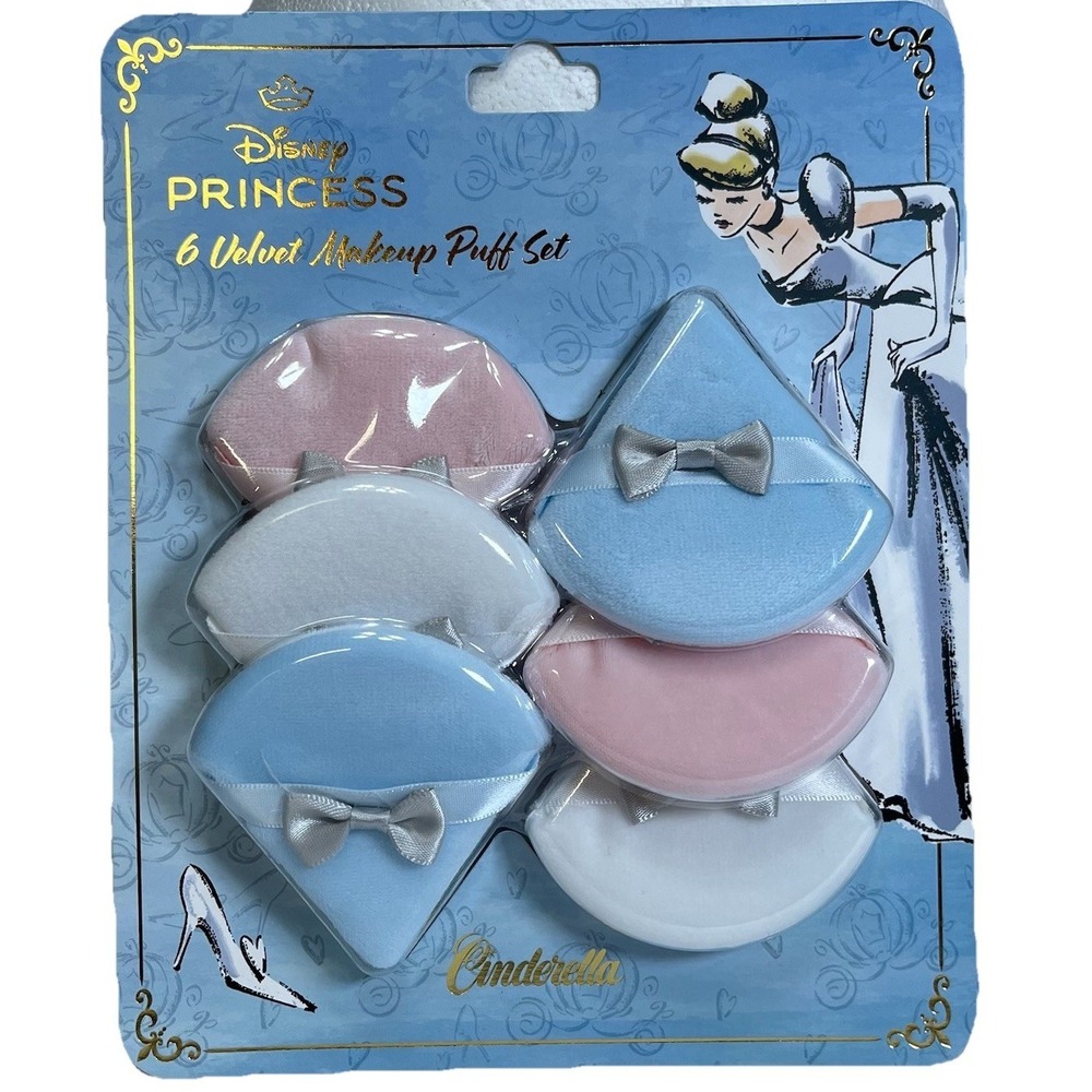 New Disney Princess CINDERELLA -  6 Velvet Makeup‎ Puff Set